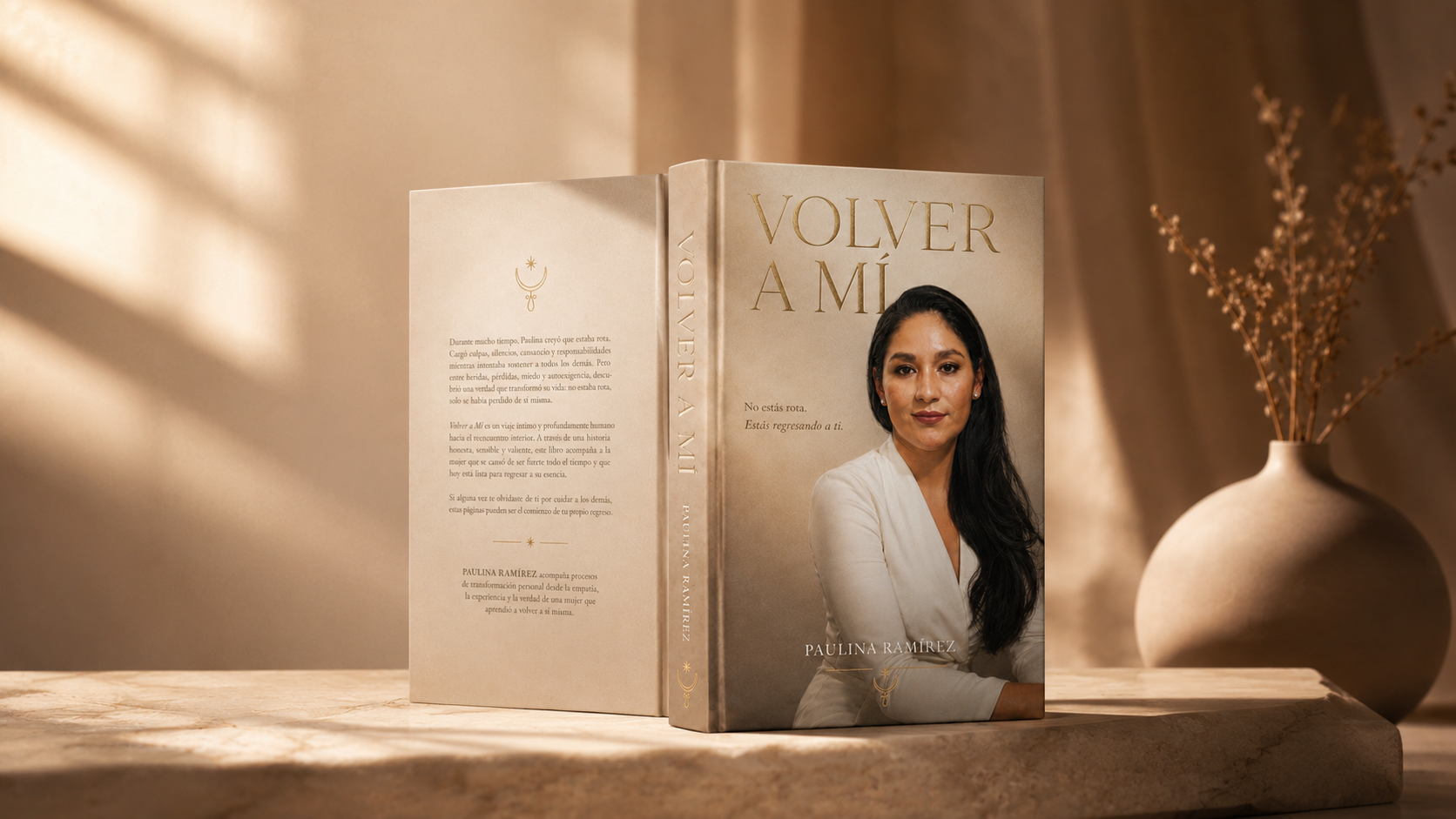 Mockup premium de la portada y contraportada del libro Volver a Mí
